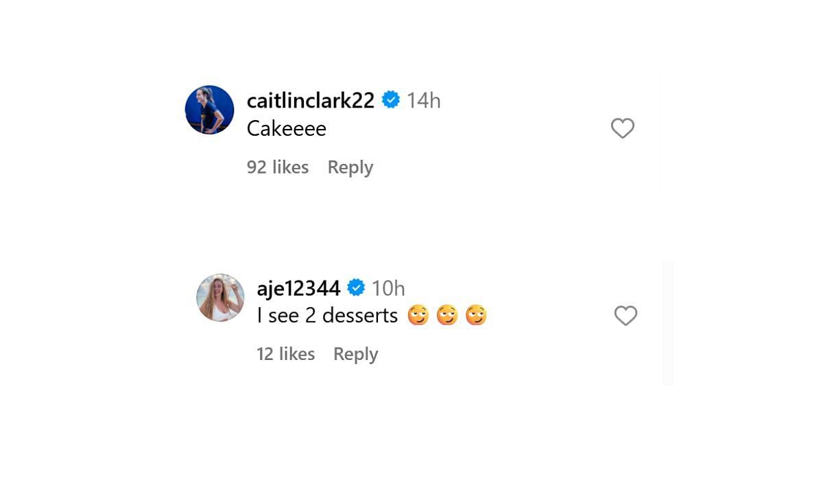 Caitlin Clark and EJ Ediger react to Jada Gyamfi's post in a flirtatious manner (Source: Jada Gyamfi/Instagram)